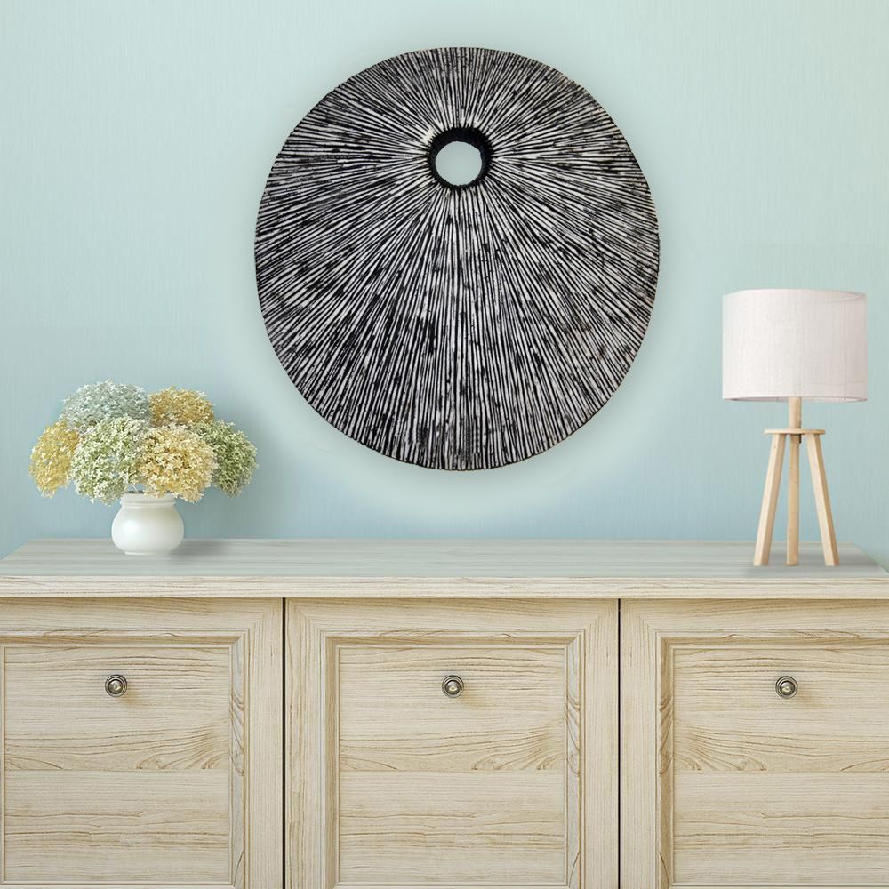 20" Contemporary Grey Round Wall Art