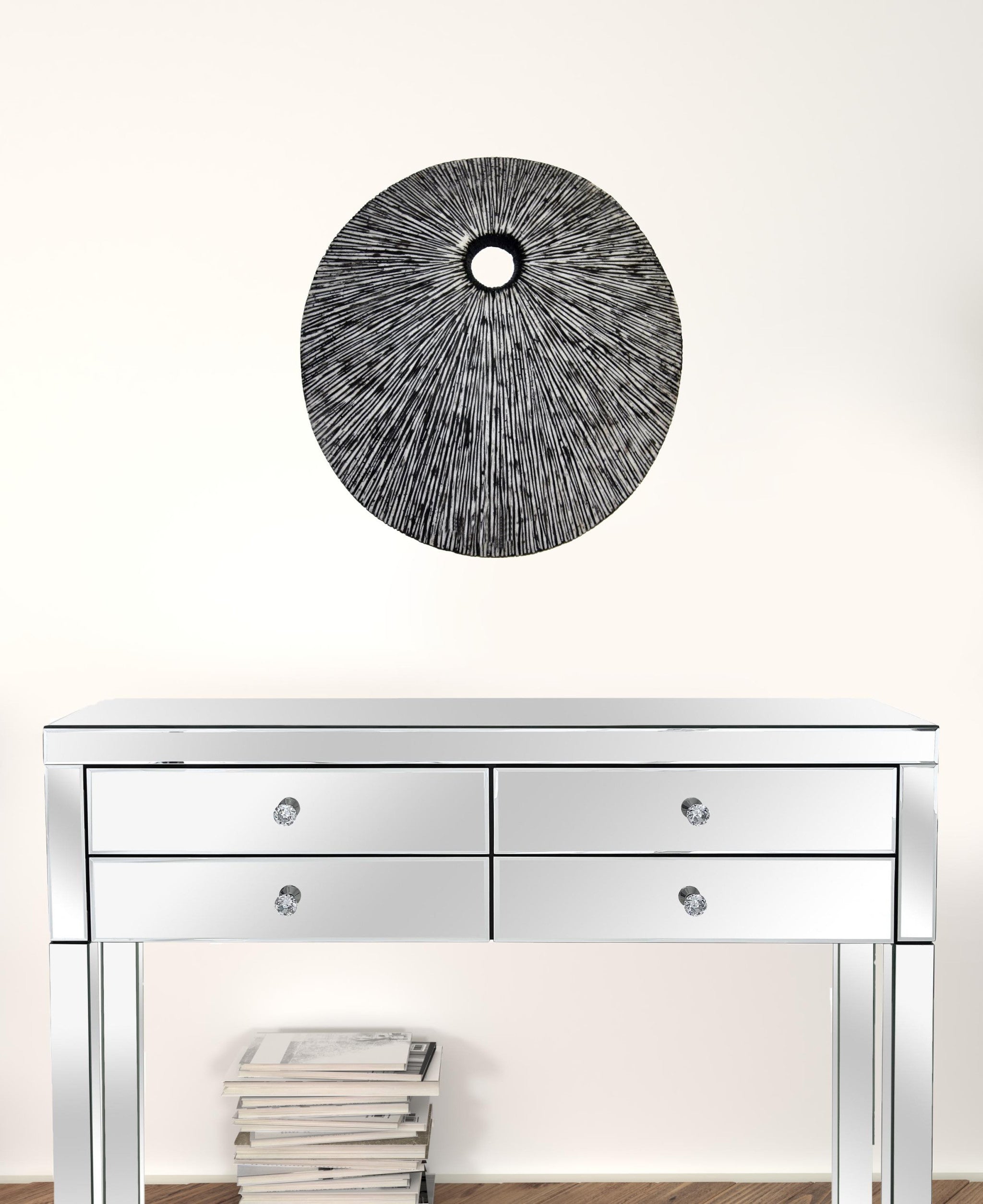 20" Contemporary Grey Round Wall Art