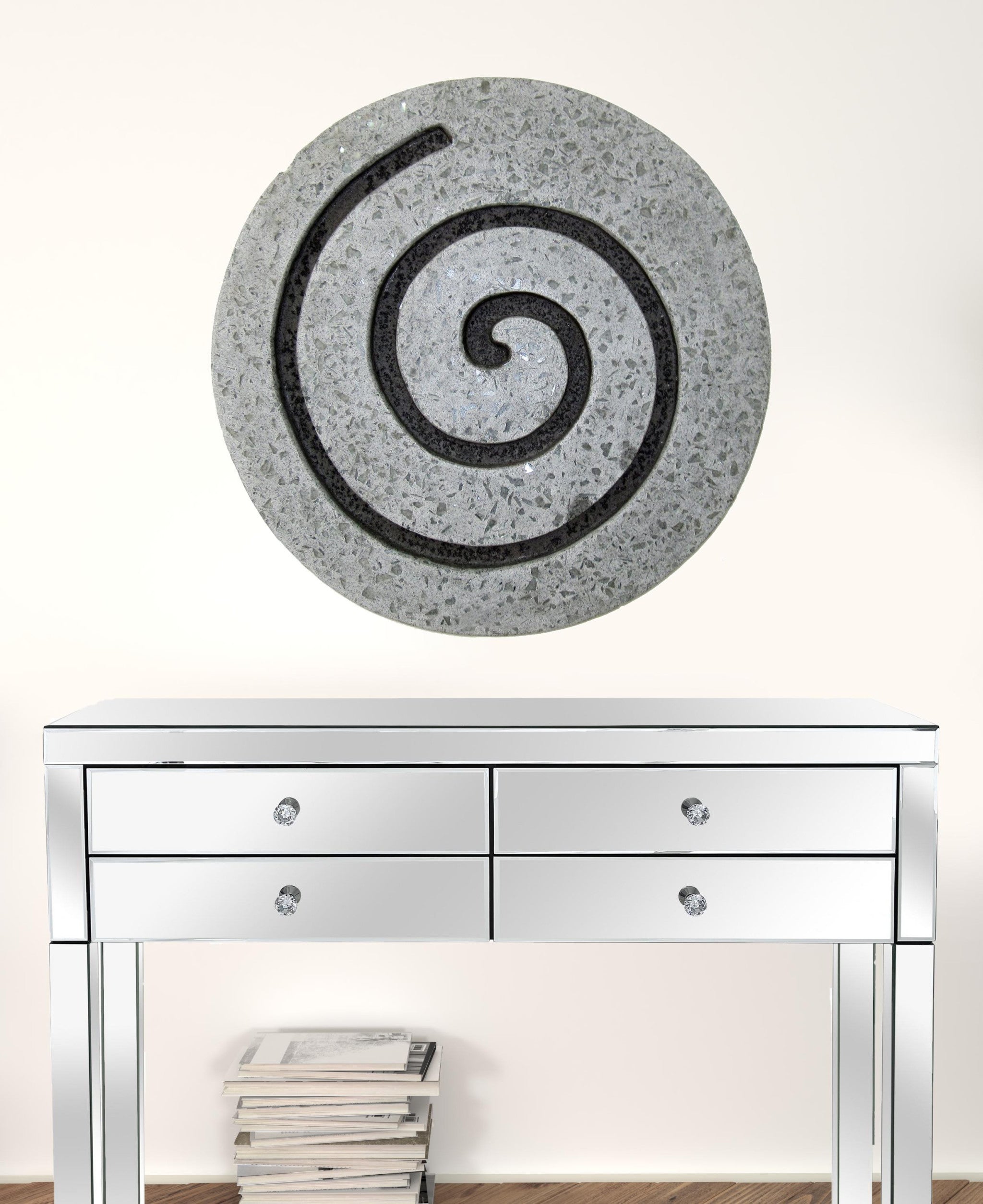 28" Gray Round Modern Spiral Wall Art