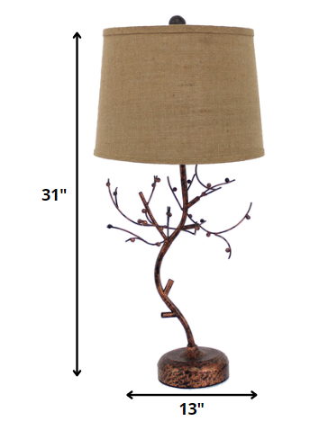 13 X 15 X 31 Bronze Vintage Metal With Elegant Tree Base - Table Lamp