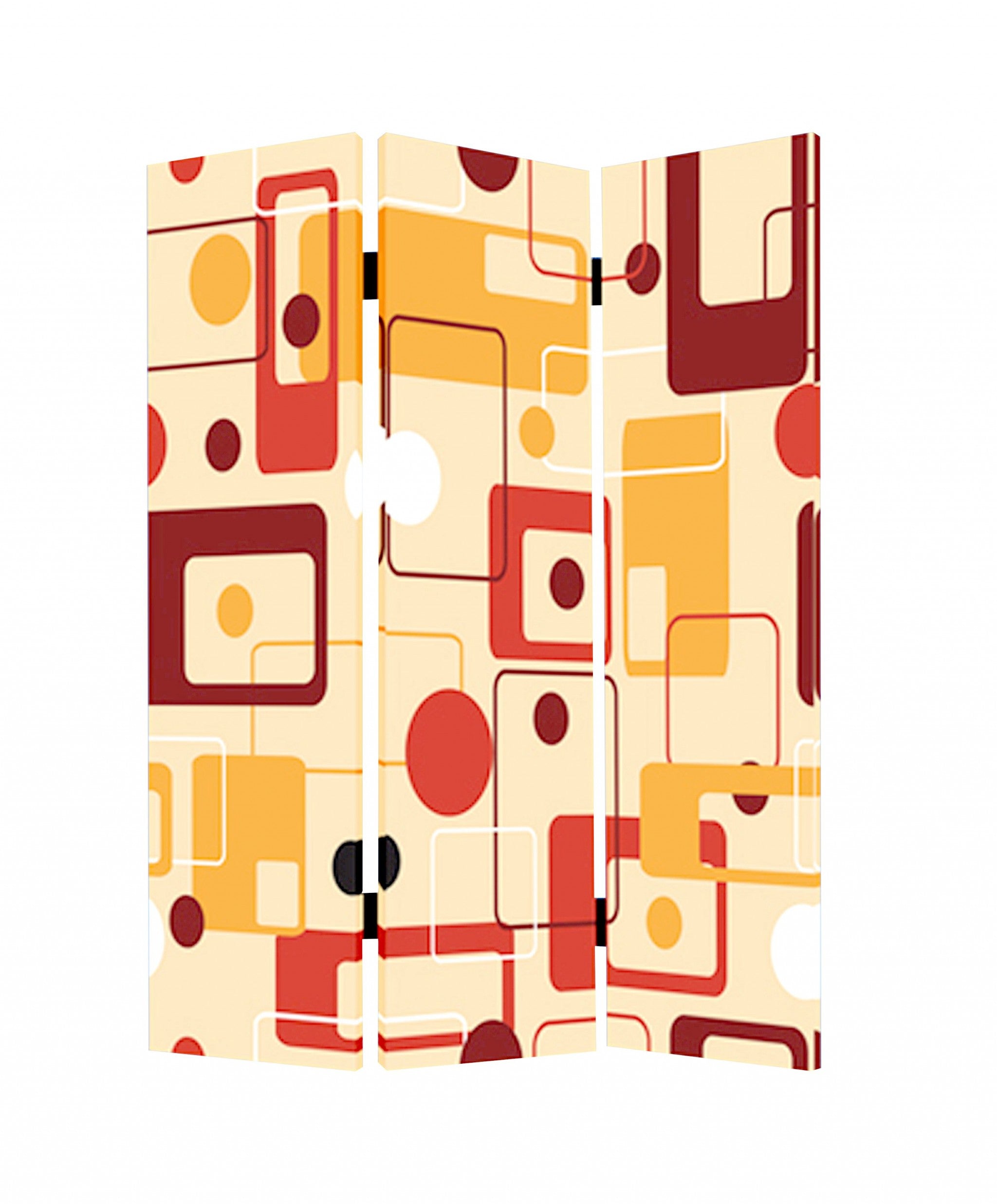 Multi Color Wood Canvas Deep Saffron Screen - 1 x 48 x 72