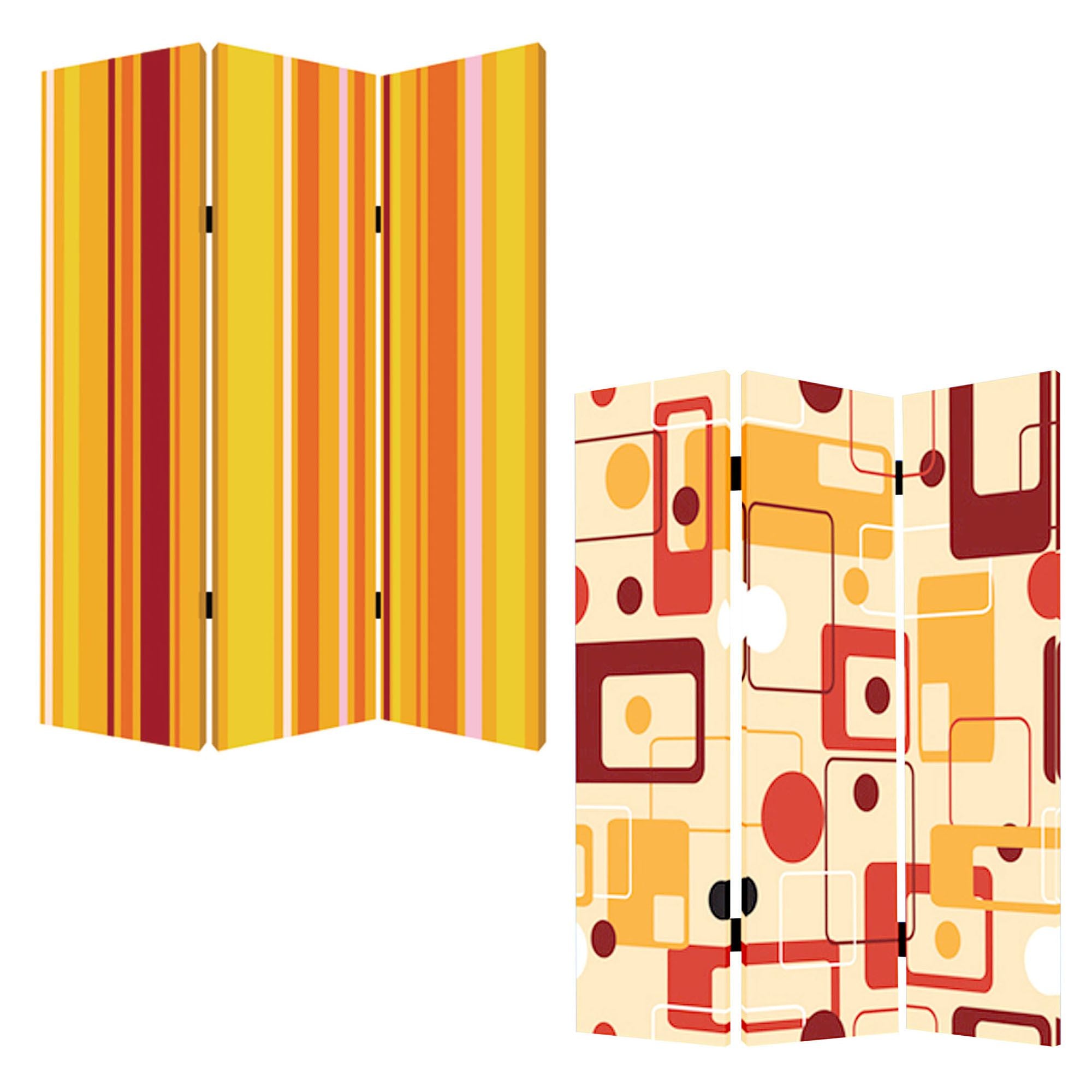 Multi Color Wood Canvas Deep Saffron Screen - 1 x 48 x 72