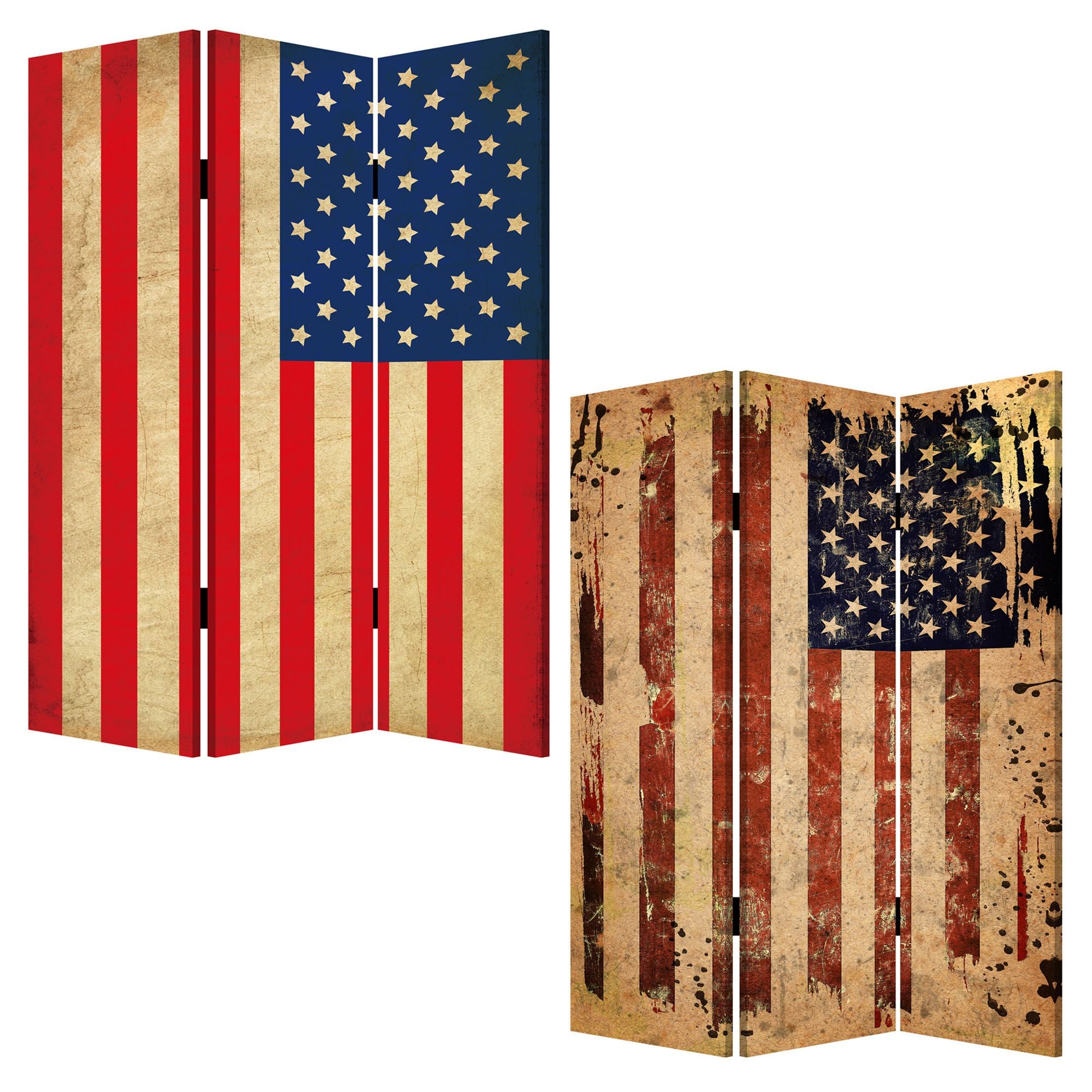 1 X 48 X 72 Multi Color Wood Canvas American Flag  Screen