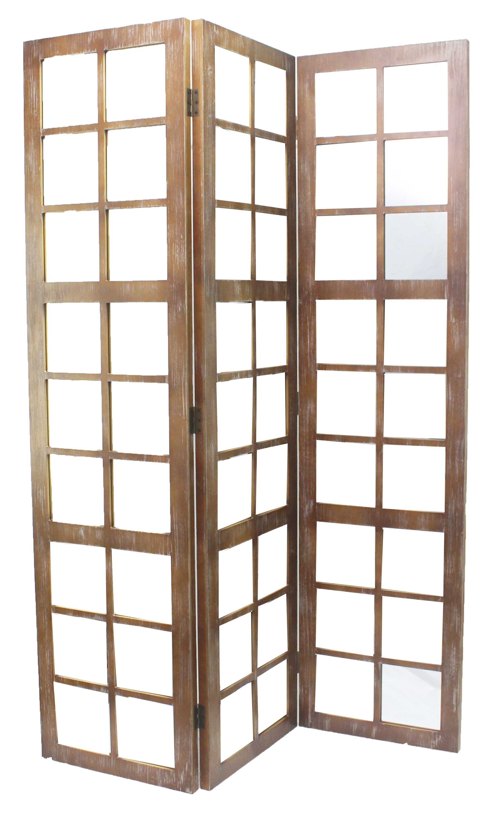 1 X 63 X 84 Brown Wood Mirror  Screen