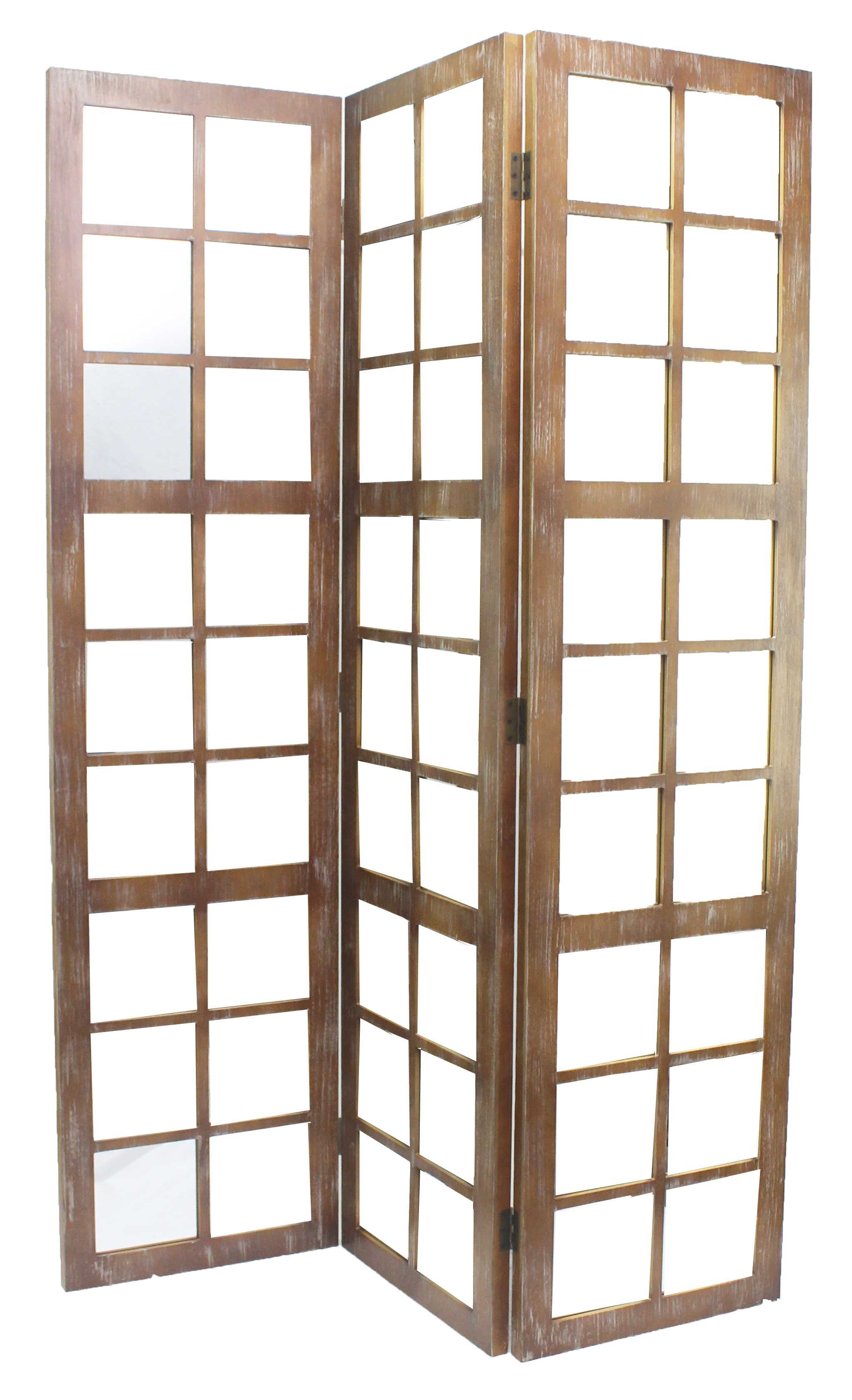 1 X 63 X 84 Brown Wood Mirror  Screen