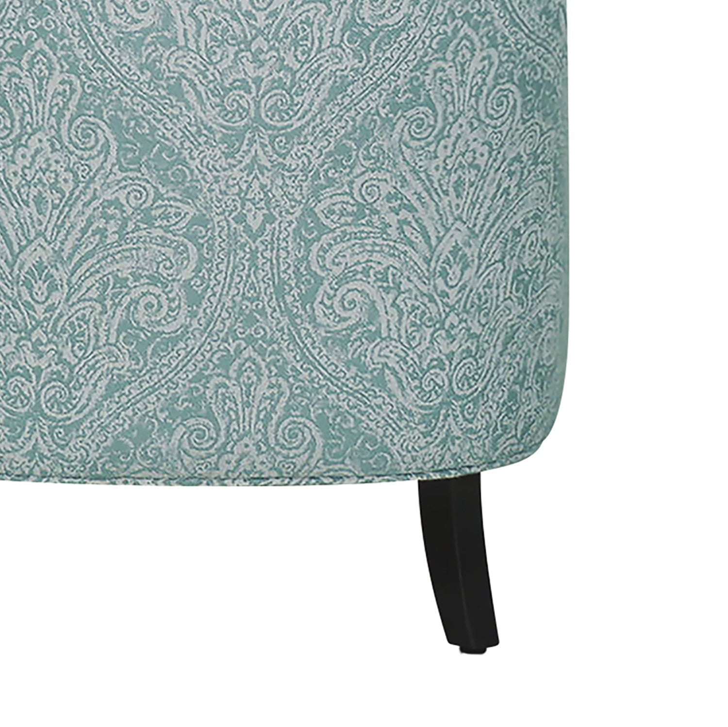 28" Shades Of Aqua And Brown Polyester Blend Damask Wingback Chair