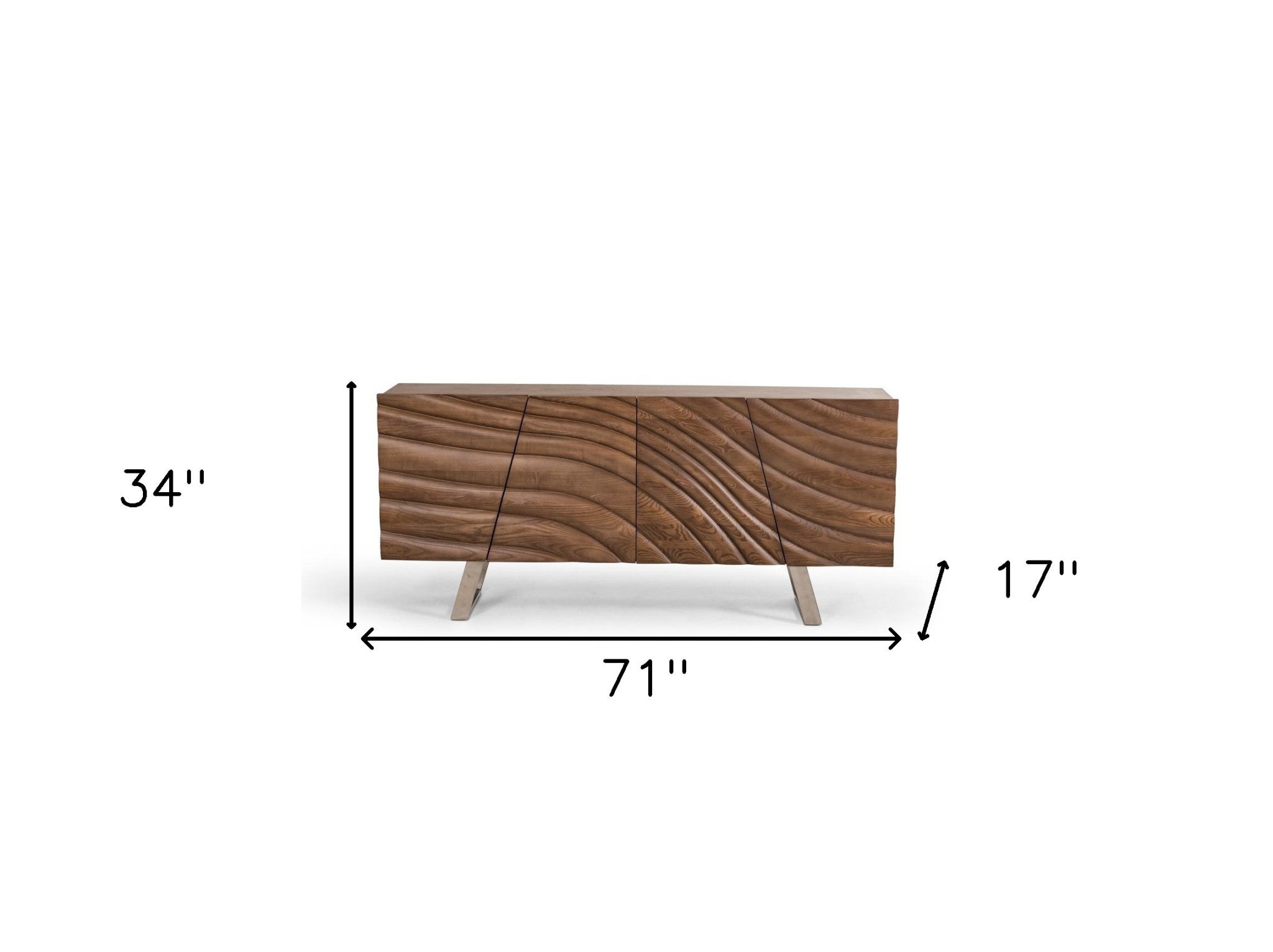 Walnut Wood And Steel Buffet