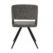 Set Of 2 Modern Grey Fabric Dining Chair With Sleek Black Legs