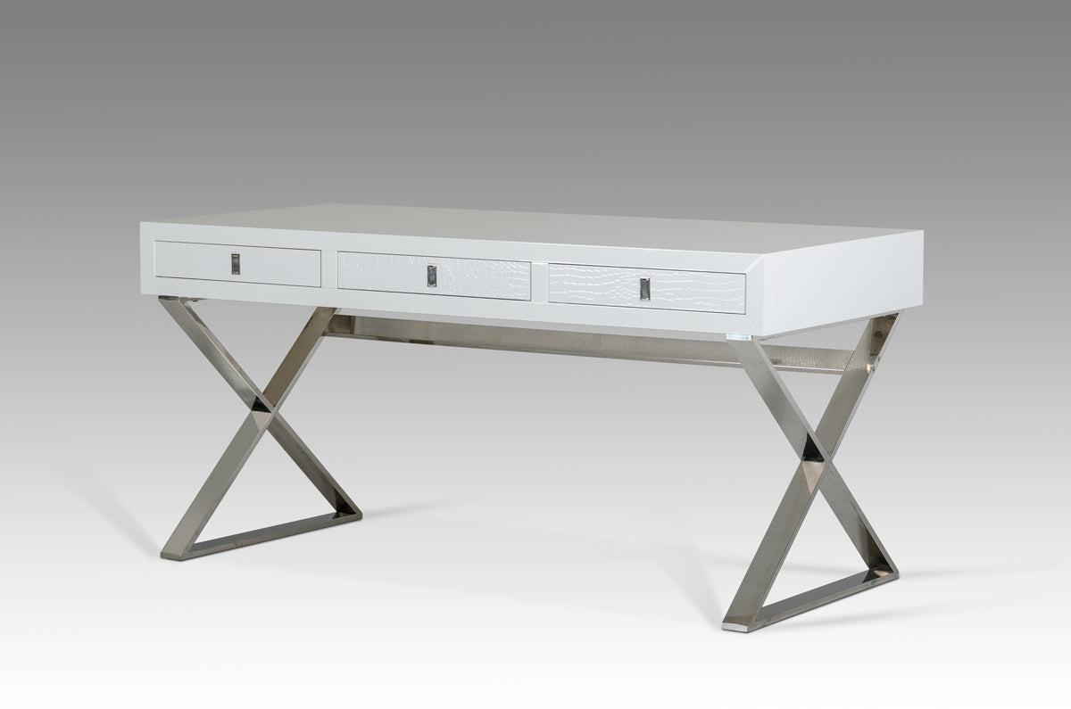 White Crocodile And Steel Desk 21"