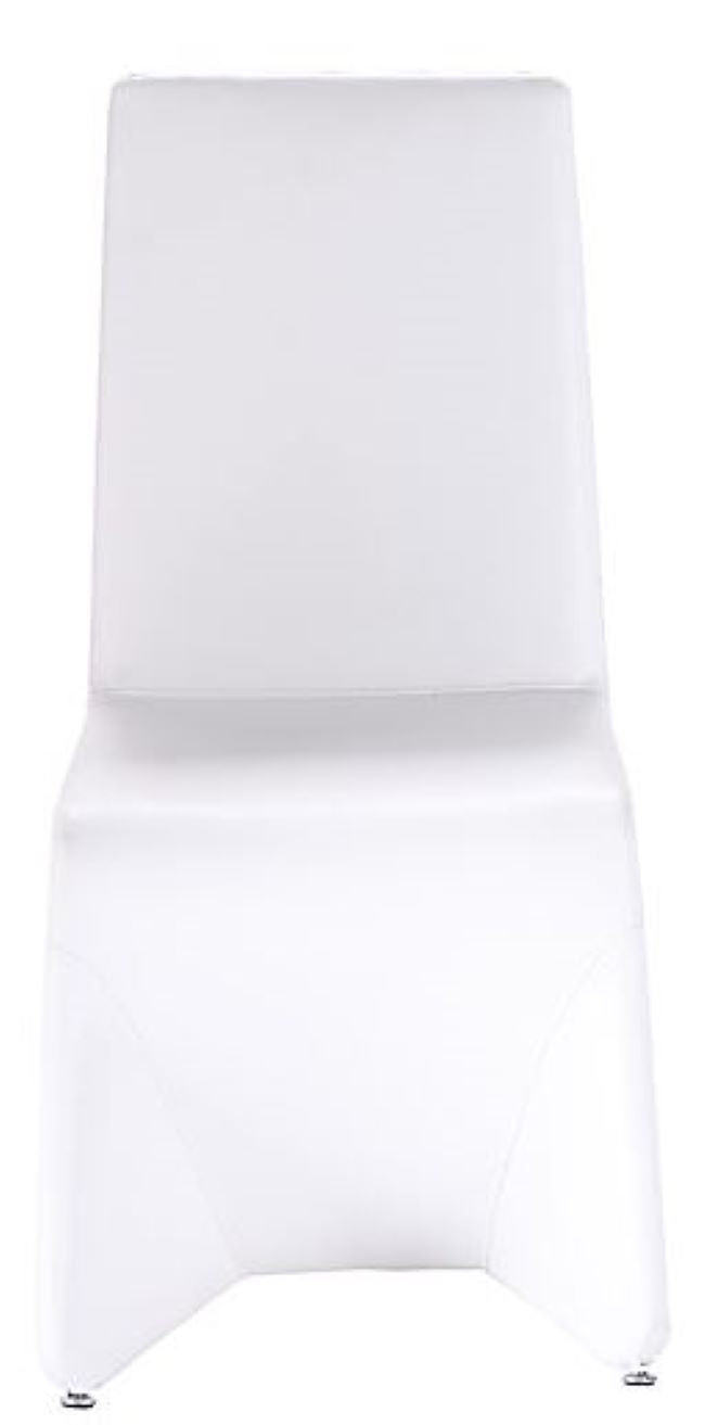 Set Of Two White Contemporary Faux Leather Dining Chairs