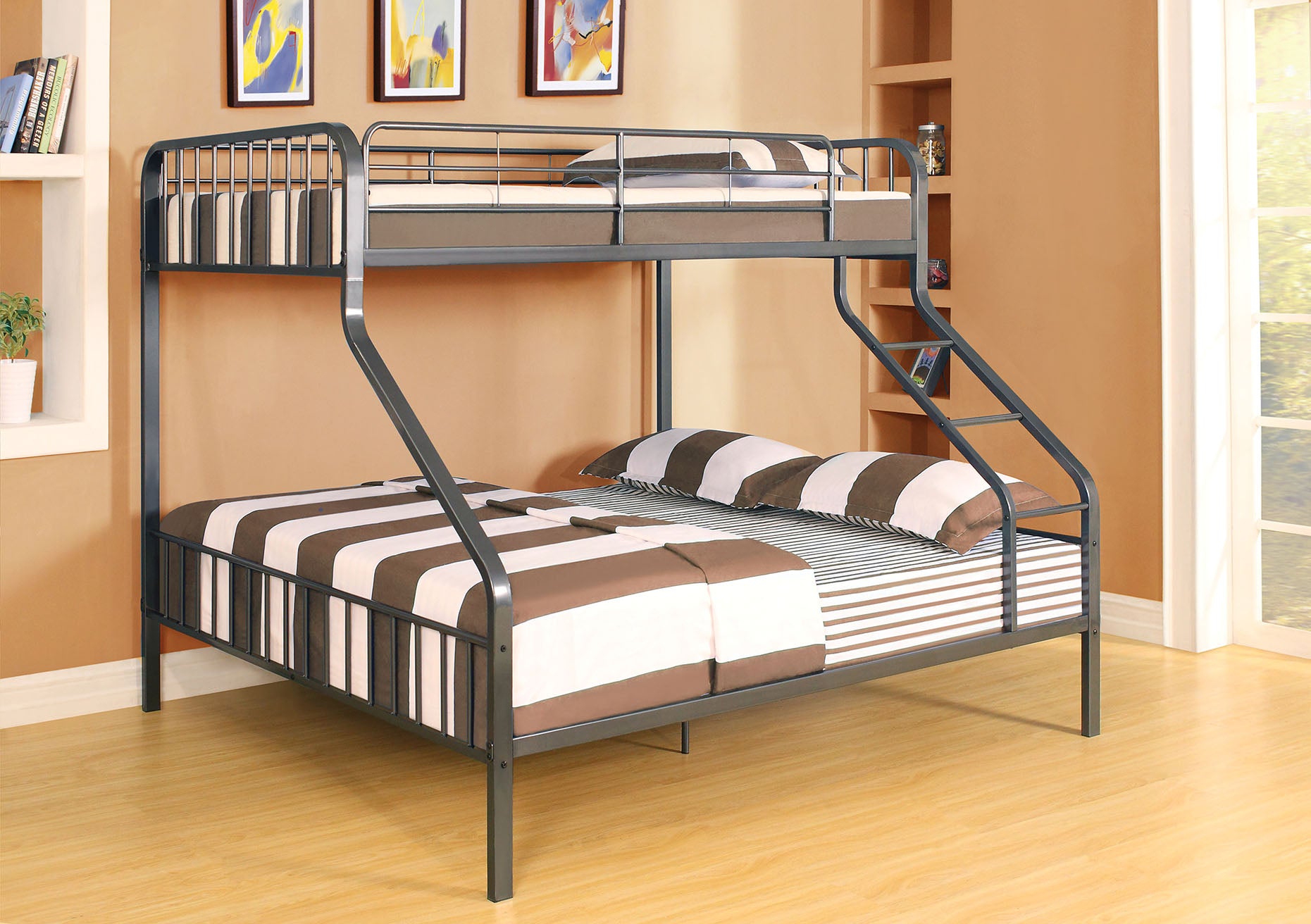 Gunmetal Twin Xl Over Queen Bunk Bed - 83" x 63" x 60"