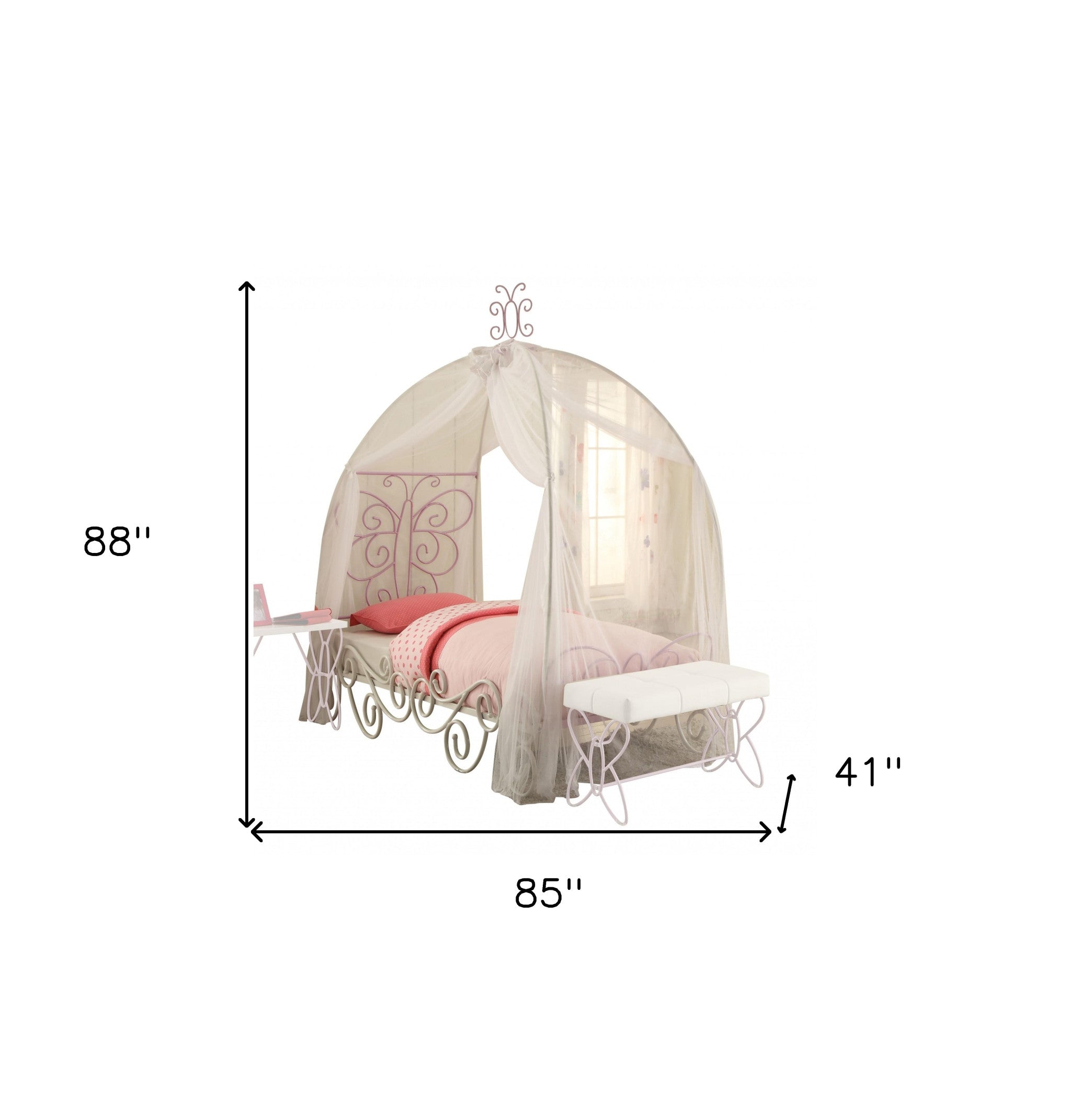 Twin Tufted Purple And White Bed With Mattress