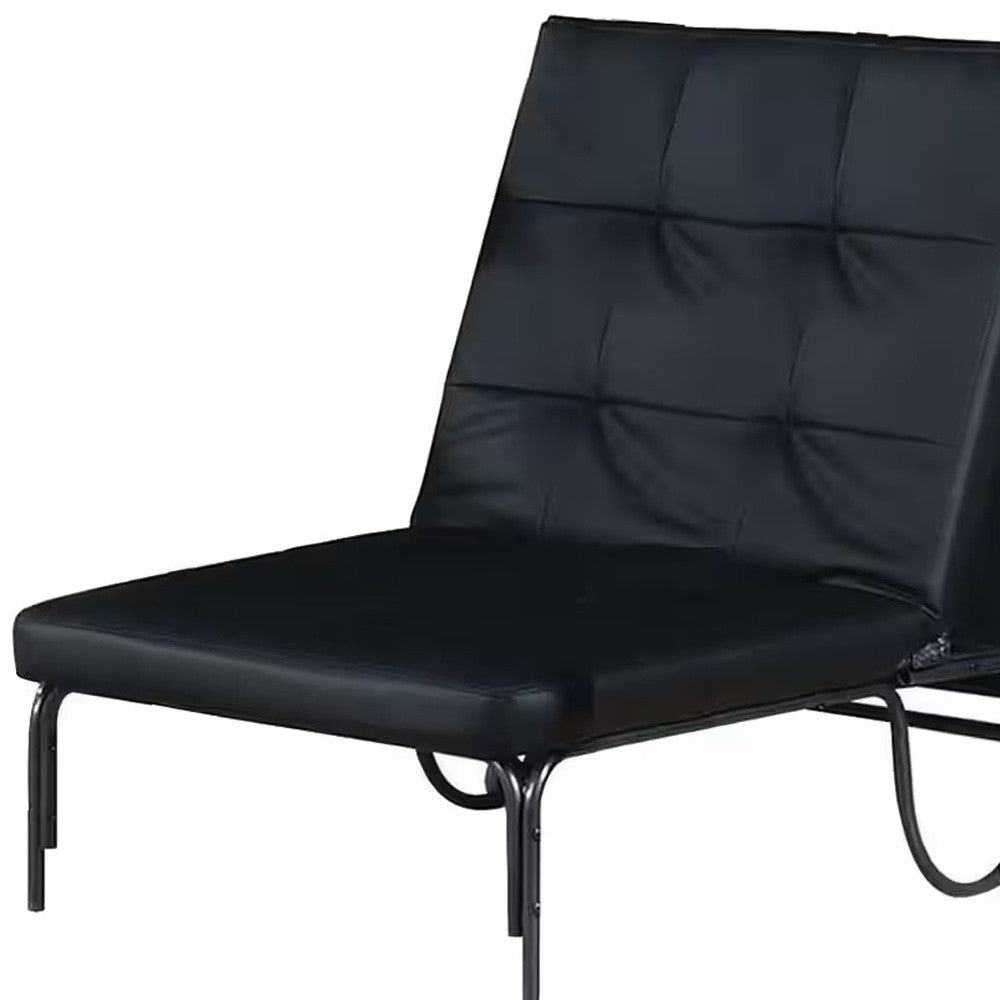 75" X 28" X 11" Silver And Black Metal Tube Futon Adjustable Chair