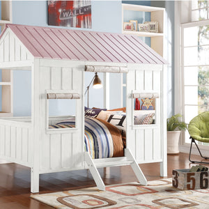 84" X 59" X 77" White And Pink Cottage Full Bed
