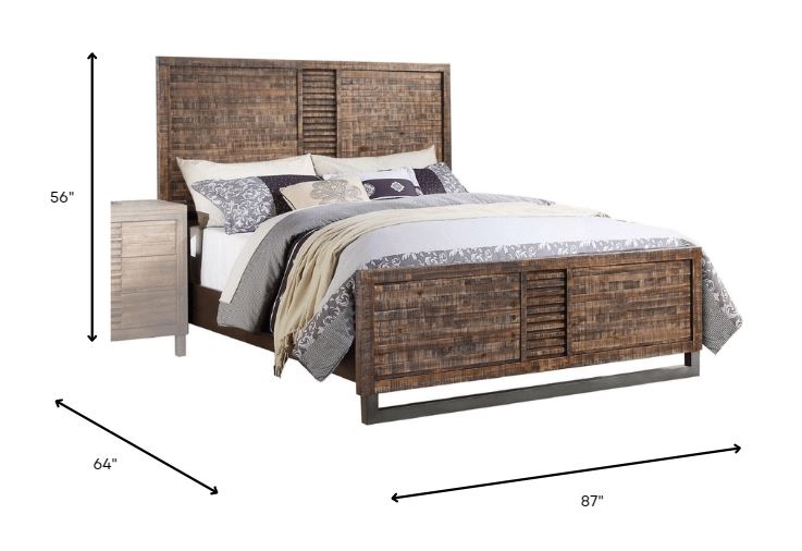 87" X 64" X 56" Reclaimed Oak Queen Bed