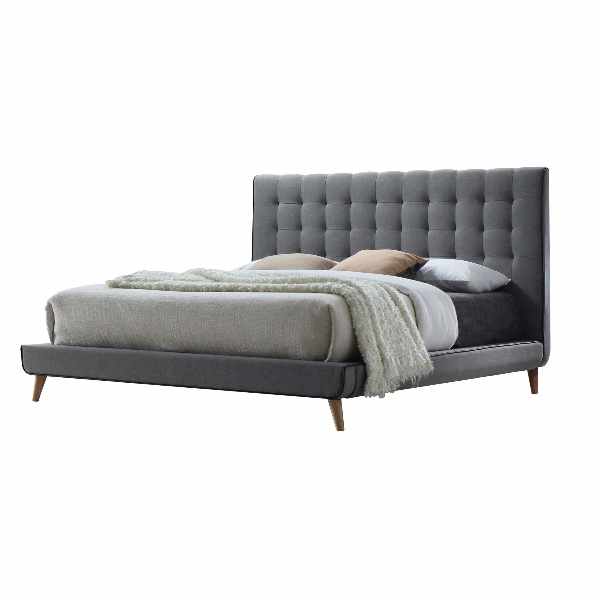 89" X 85" X 46" Light Gray Fabric King Bed