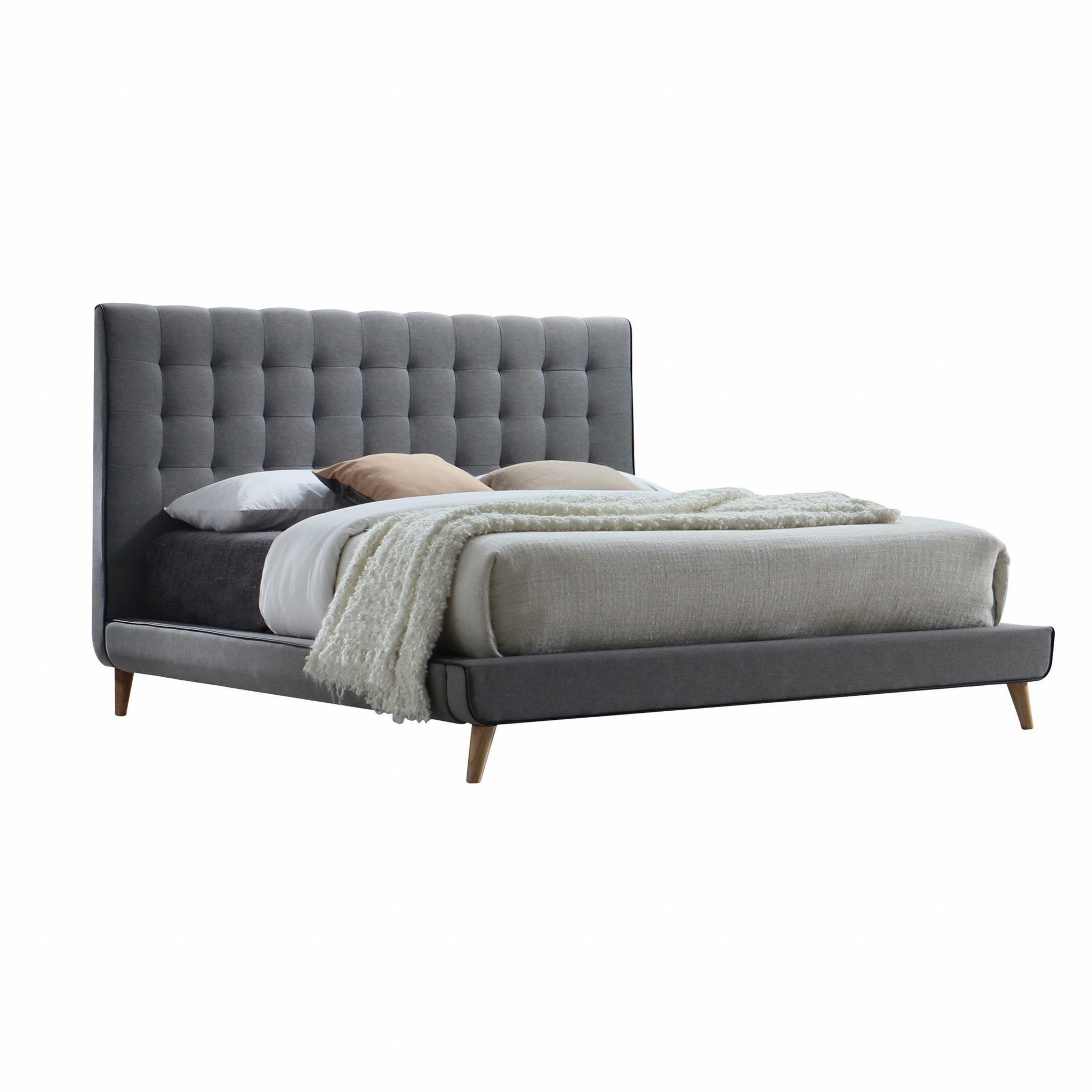 89" X 85" X 46" Light Gray Fabric King Bed