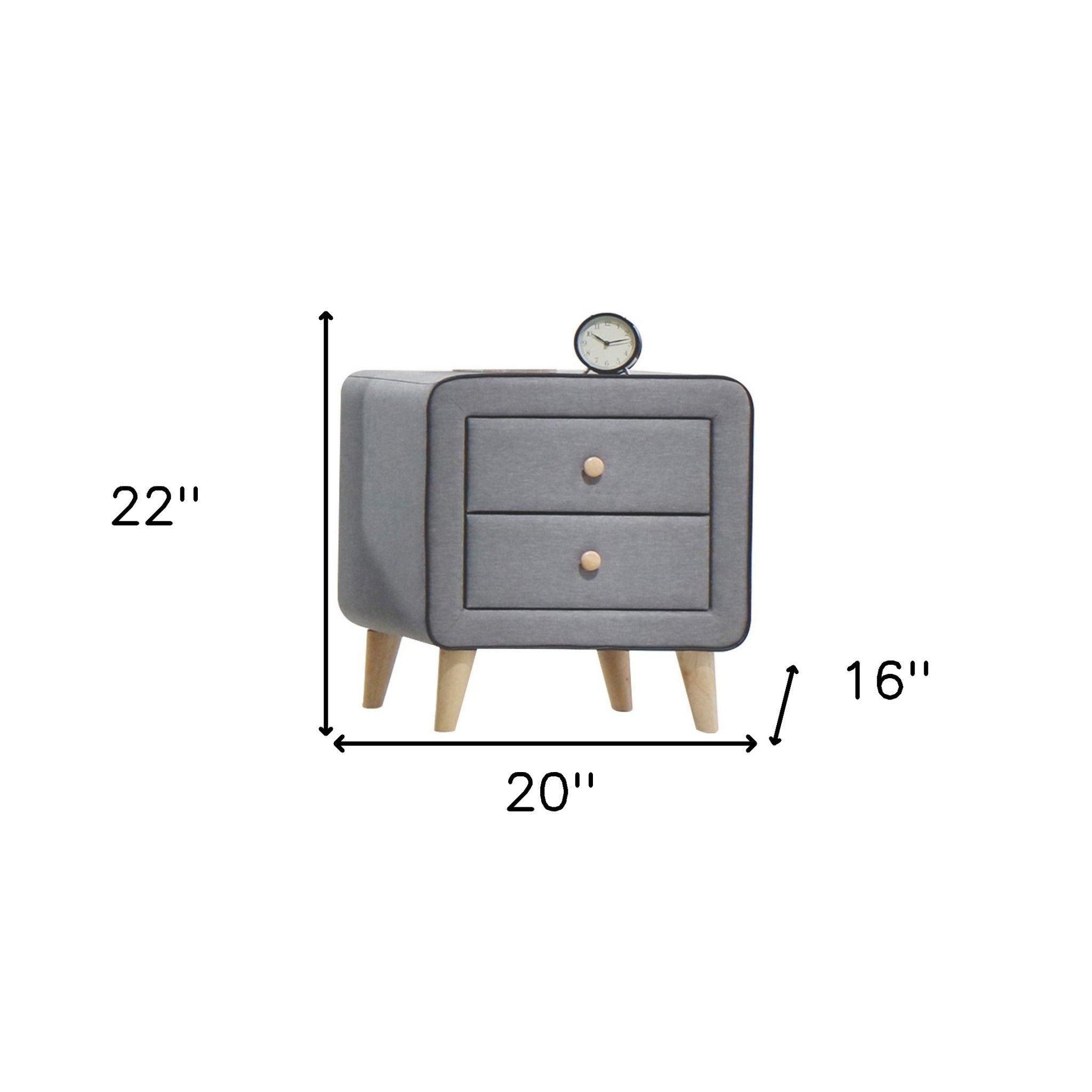 Nightstand  Light Gray Fabric