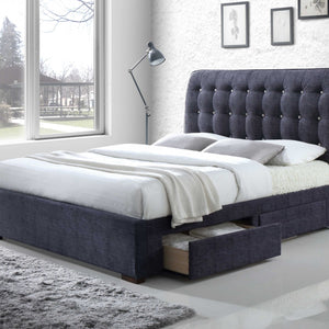 87" X 83" X 47" Dark Gray Fabric King Bed With Storage