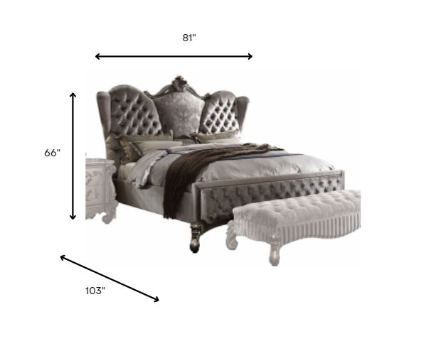 81" X 103" X 66" Gray Velvet King Bed