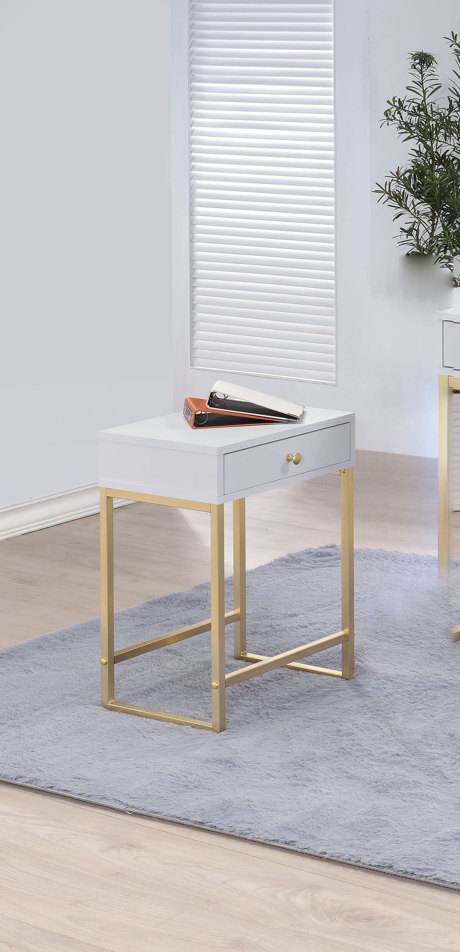 Black Brass Single Drawer Side Table