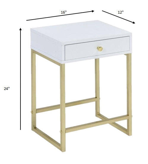 Black Brass Single Drawer Side Table