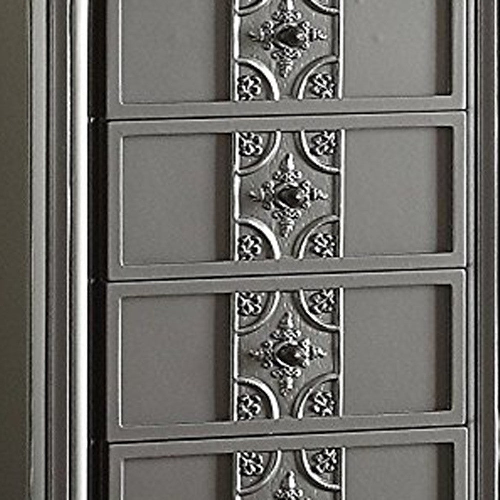 16" X 10" X 40" Silver Mirror Jewelry Armoire