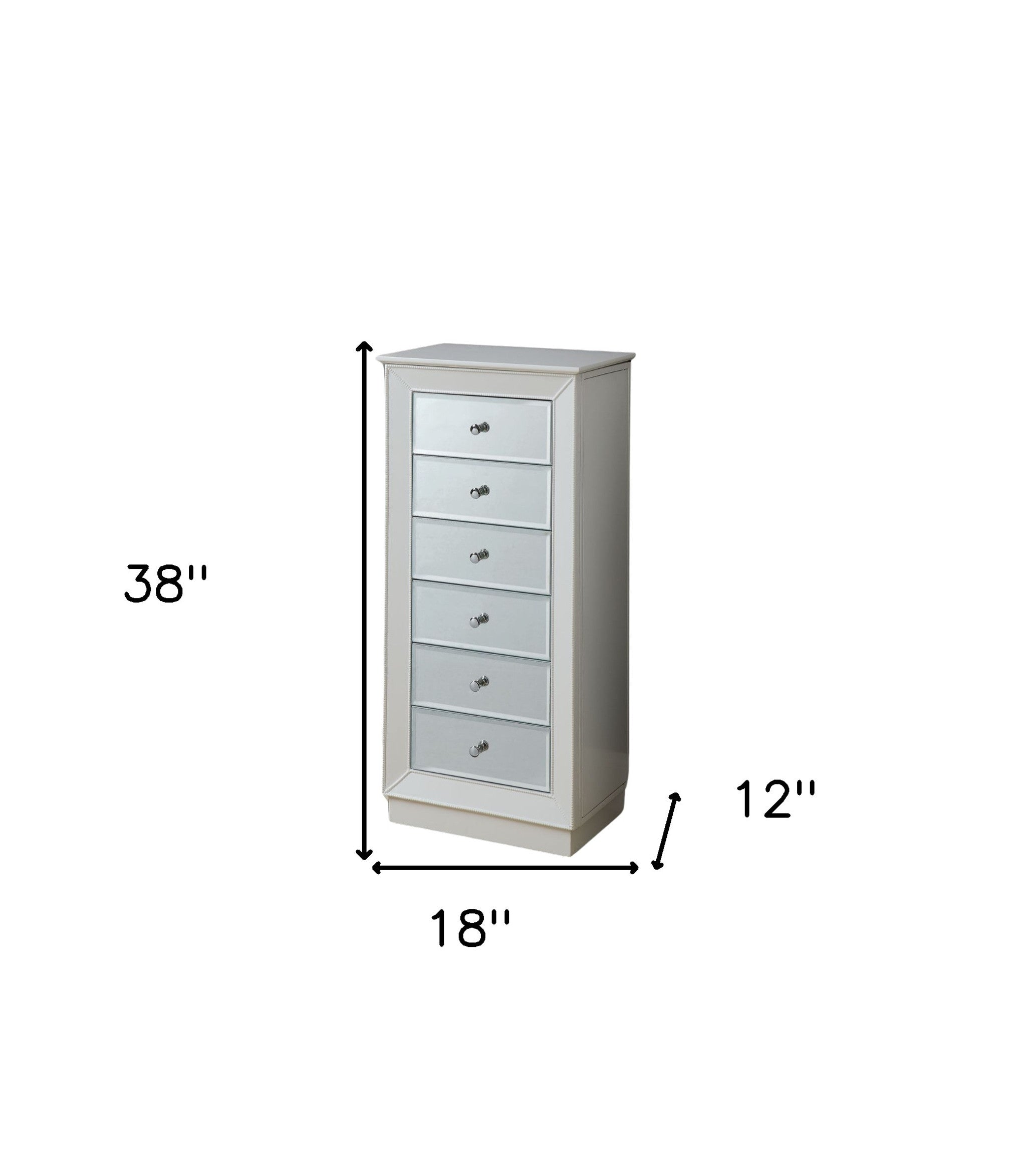 18" X 12" X 38" White Jewelry Armoire