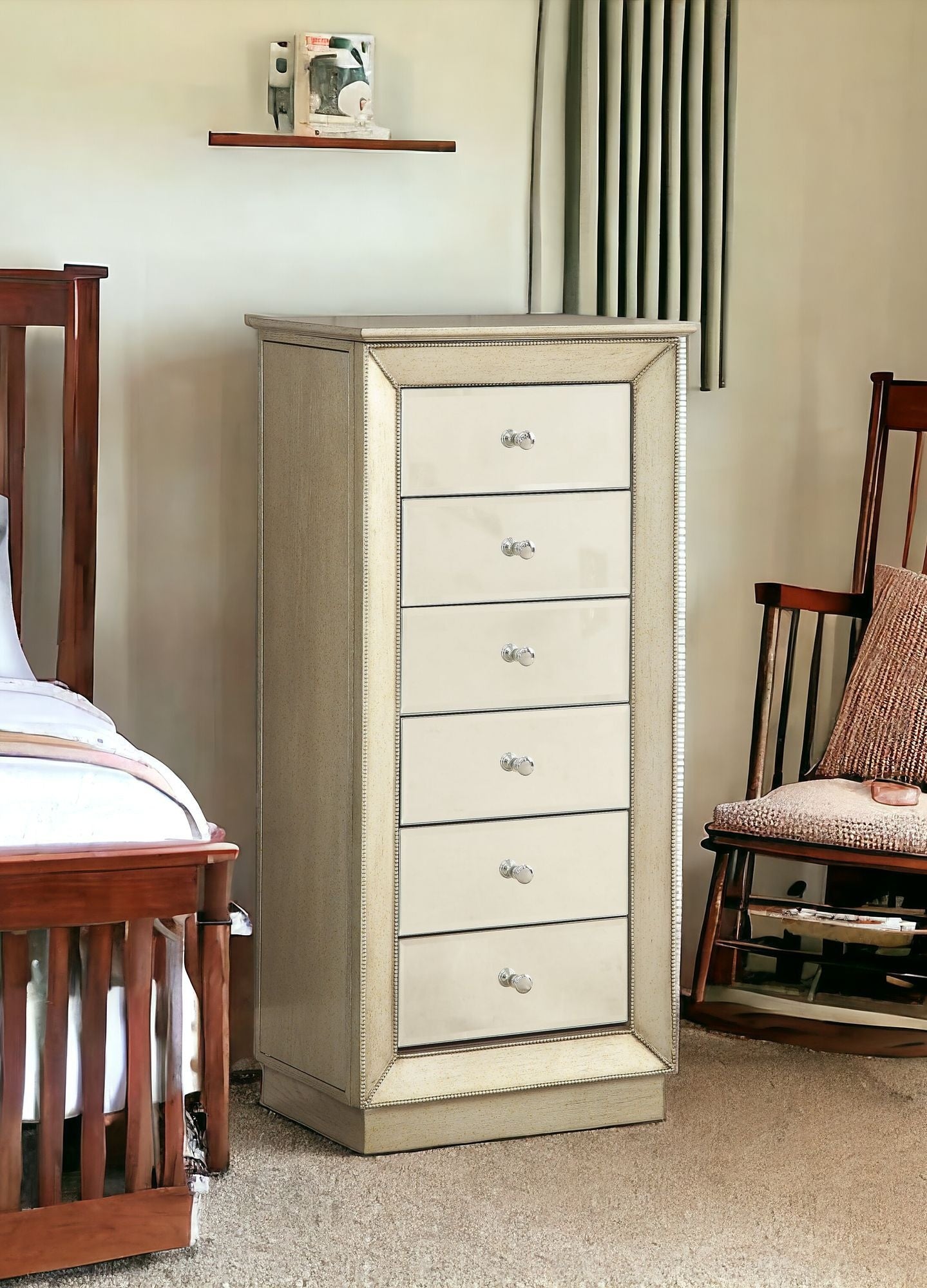 18" X 12" X 38" White Jewelry Armoire