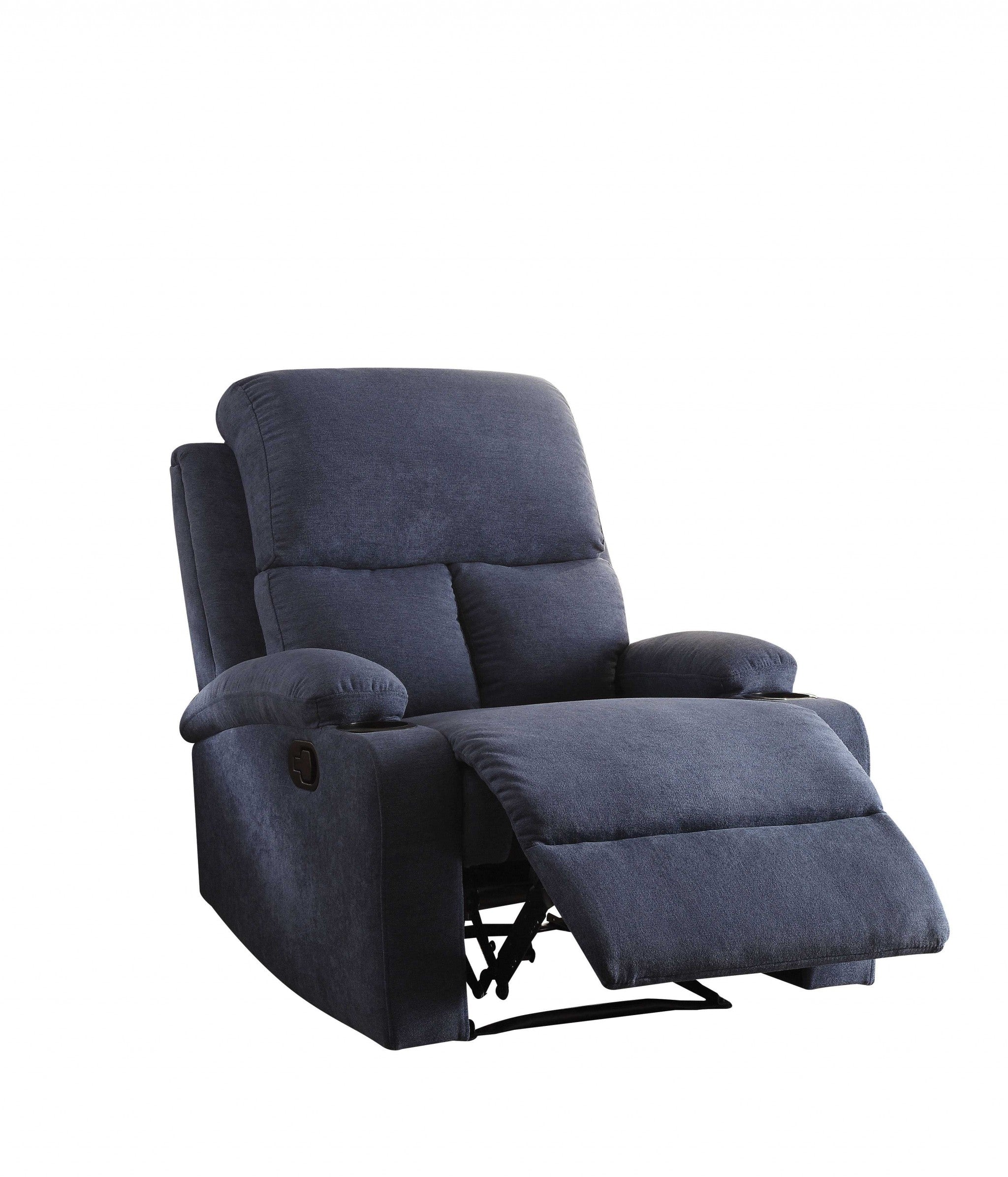 Blue Linen Fabric Recliner - 32" x 37" x 39"