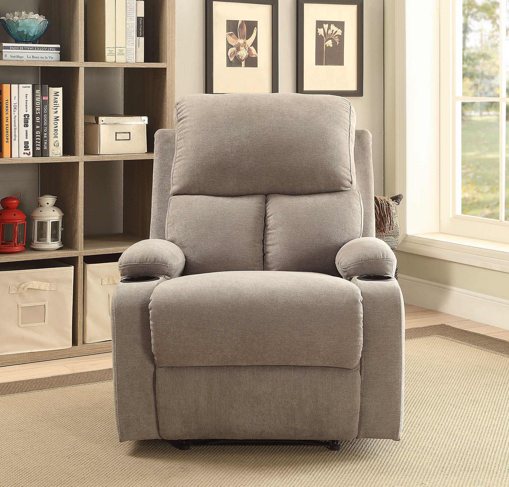 Blue Linen Fabric Recliner - 32" x 37" x 39"