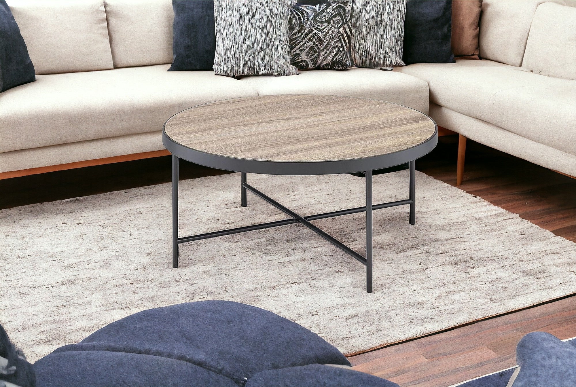 Weathered Gray Oak Coffee Table - 32.3" x 32.3" x 15.75"