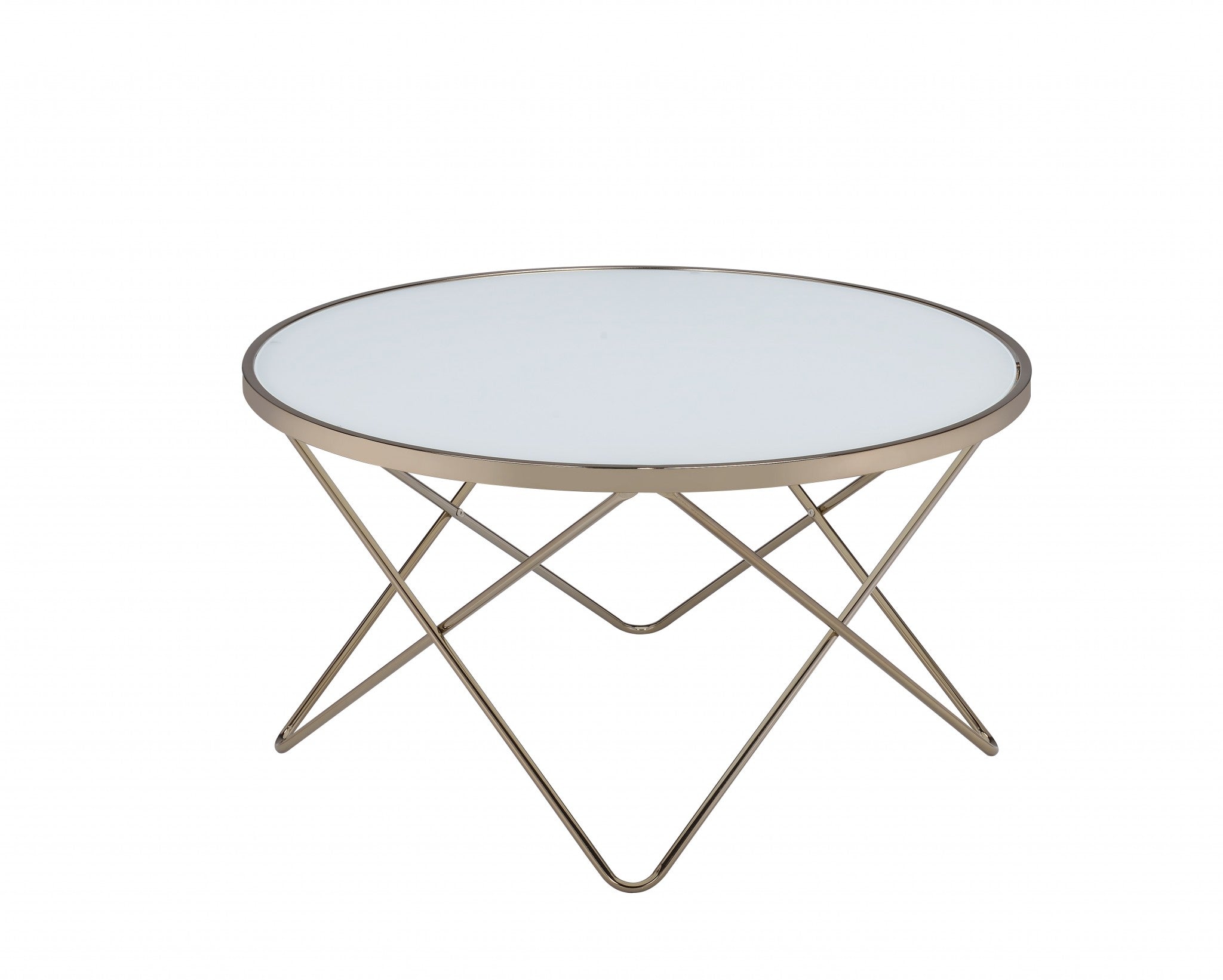 Frosted Glass Champagne Coffee Table 34" x 34" x 18"