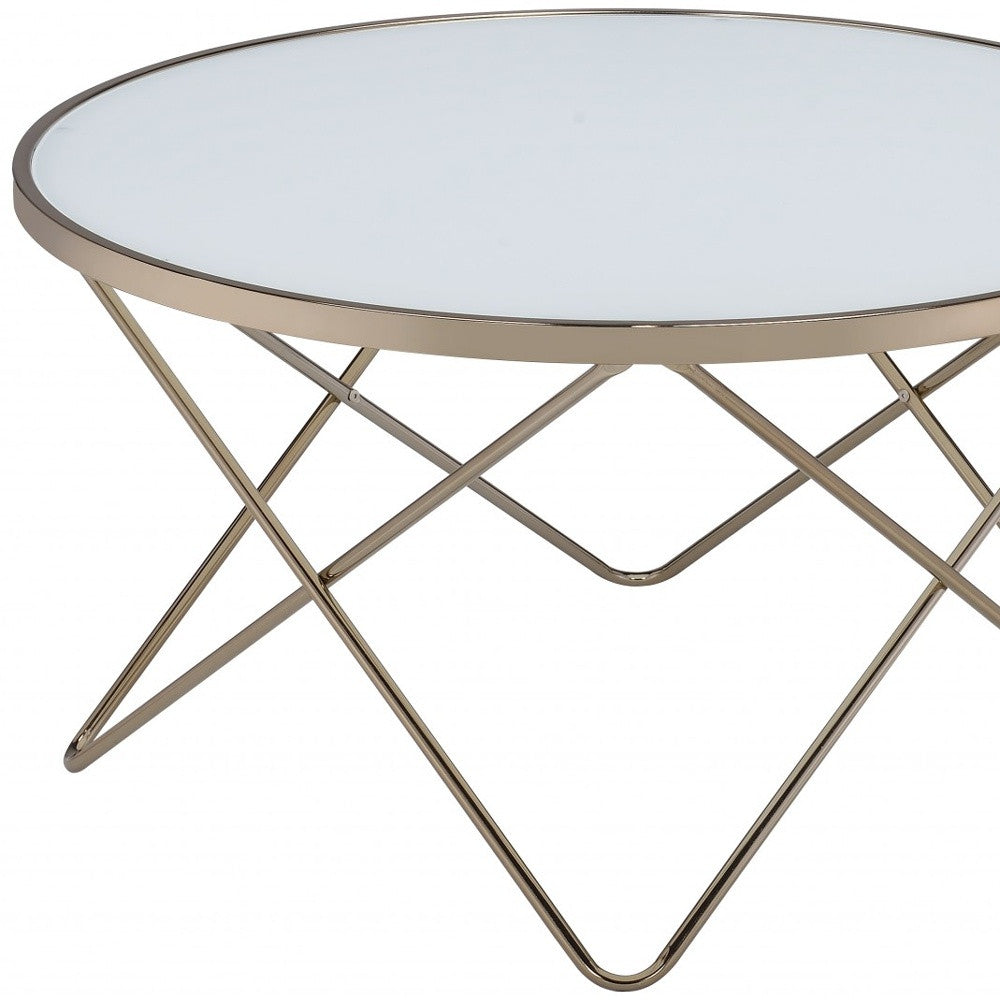 Frosted Glass Champagne Coffee Table 34" x 34" x 18"