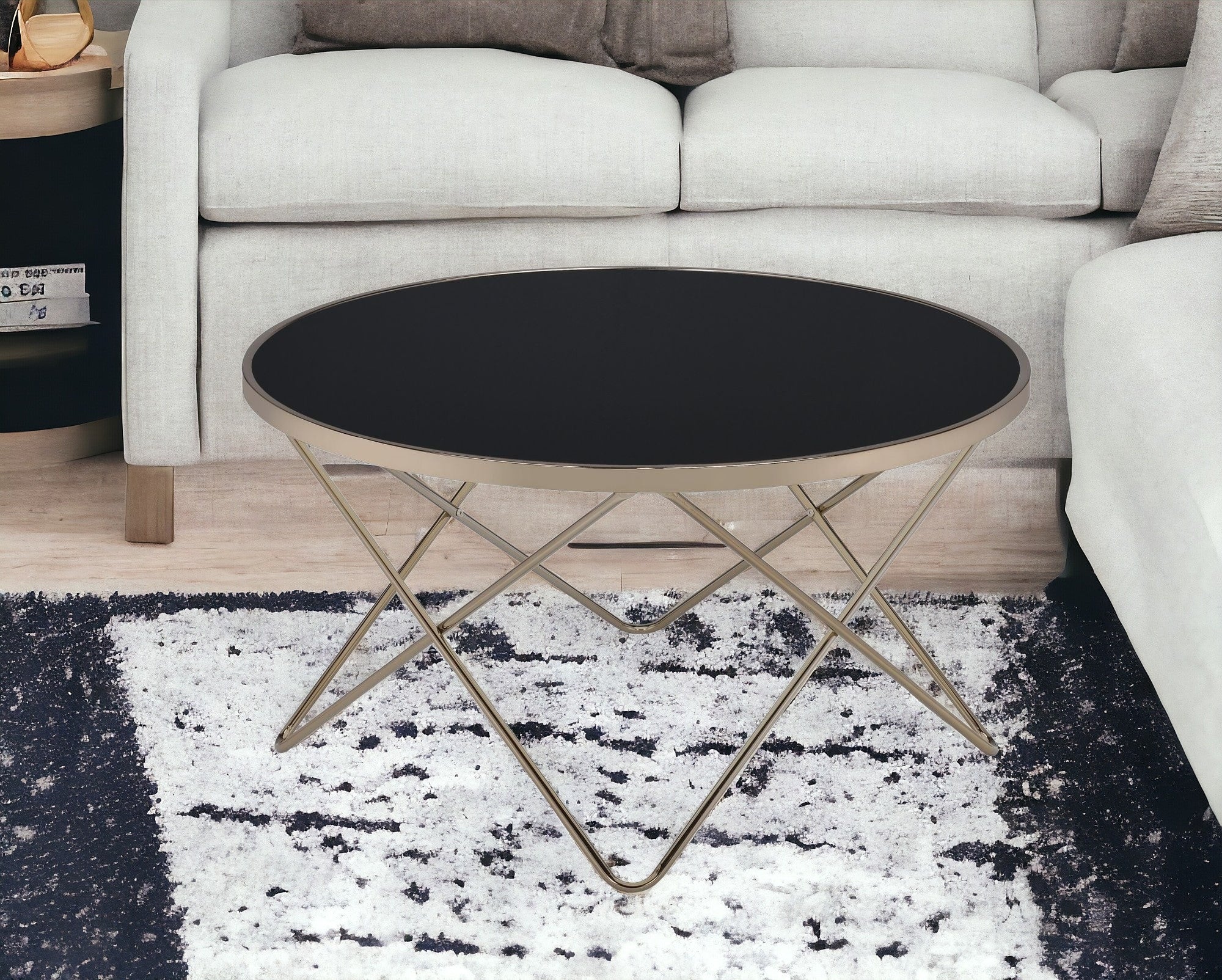 Frosted Glass Champagne Coffee Table 34" x 34" x 18"