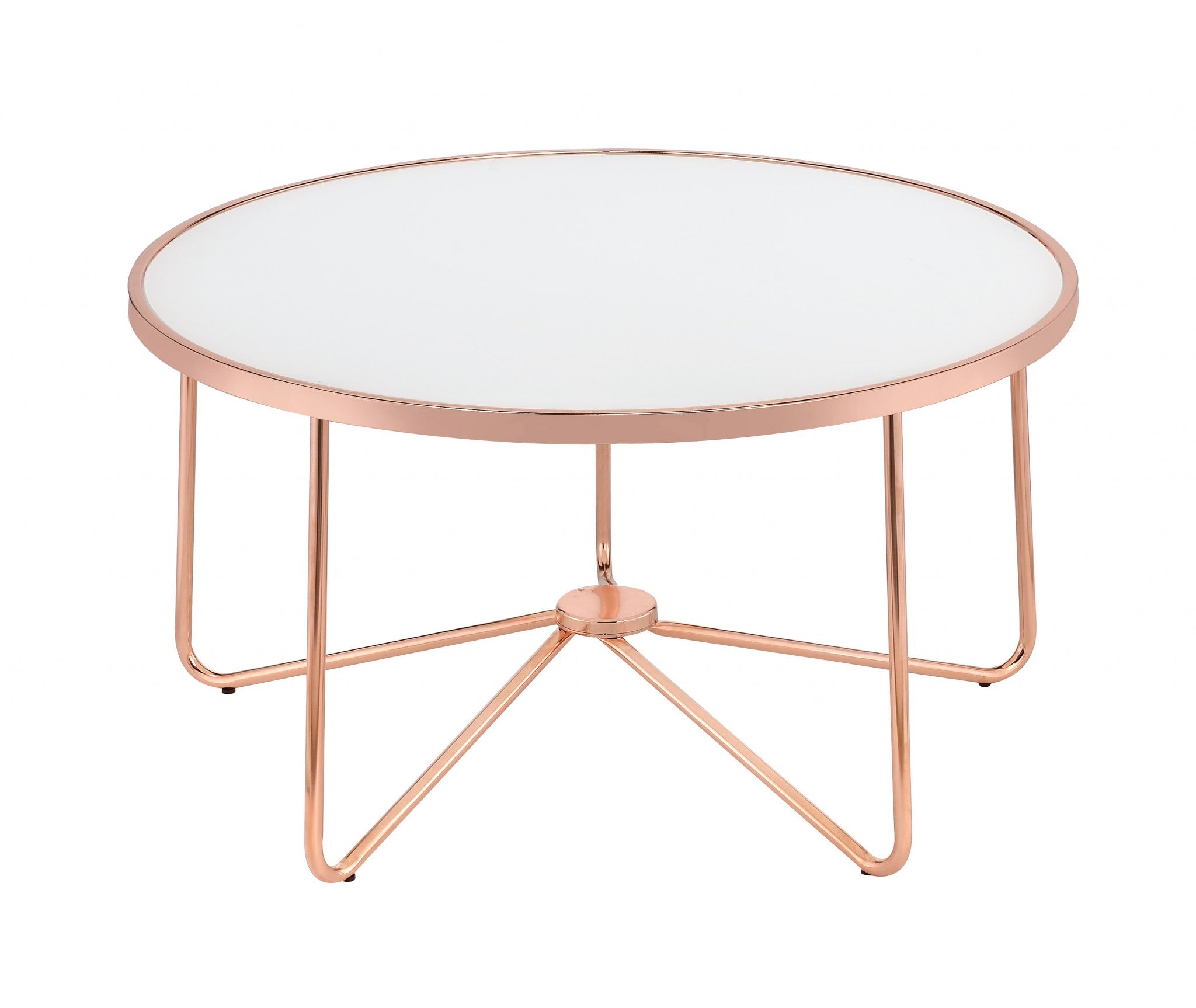 Frosted Glass And Rose Gold Coffee Table 34" x 34" x 18"