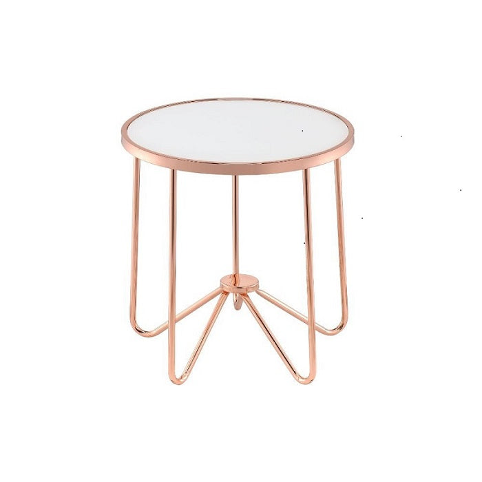 Frosted Glass And Rose Gold End Table 22" x 22" x 22"