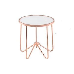 Frosted Glass And Rose Gold End Table 22" x 22" x 22"