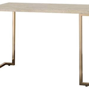 44" X 17.75" X 29.5" Mesa De Sofá De Mármol Falso Y Champán