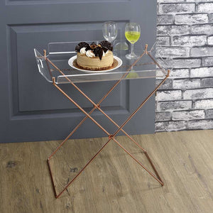 27" X 19" X 34" Clear Glass And Gold Serving Cart