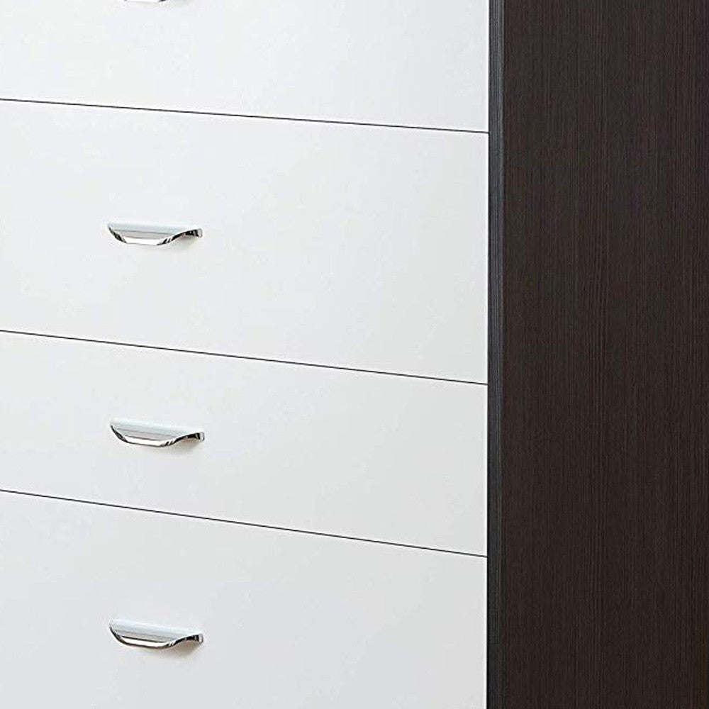 32" Walnut And Espresso Manufactured Wood Five Drawer Standard Chest