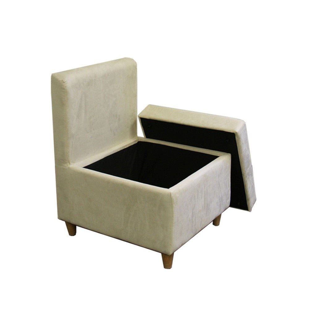 29" Mod Taupe Cream Microfiber Armless Accent Chair with Storage