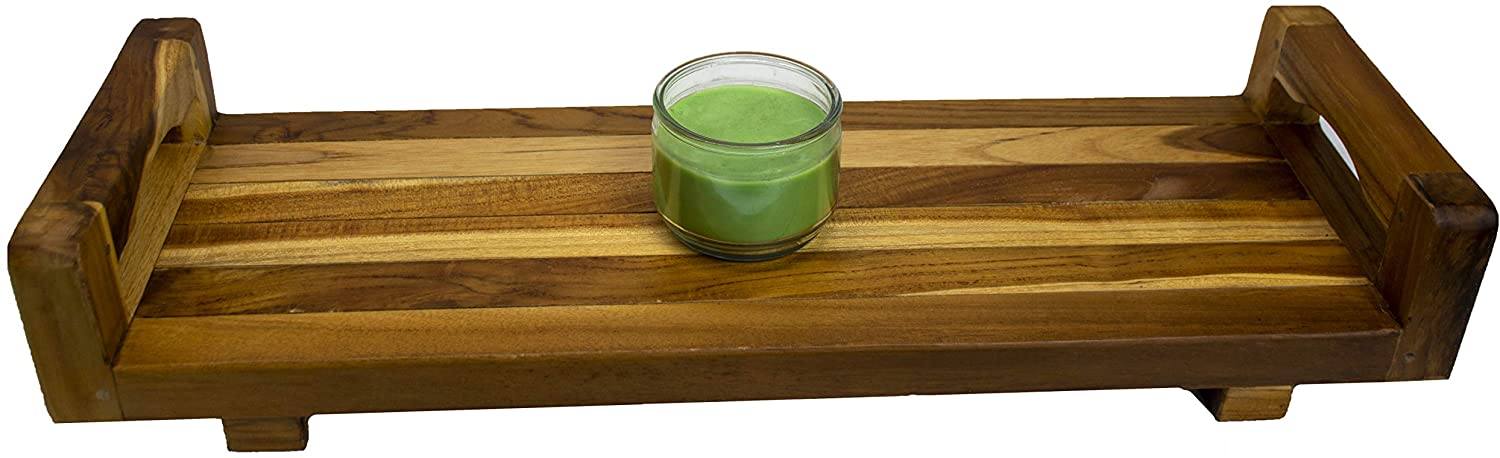 Teak Wood Fully Assembled Bath Tray and Seat with LiftAide Arms in Earthy Teak Finish 29"