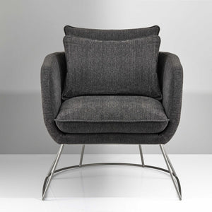 Dark Grey Soft Textured Fabric and Brushed Steel Chair - 29" X 27.5" X 32.5"