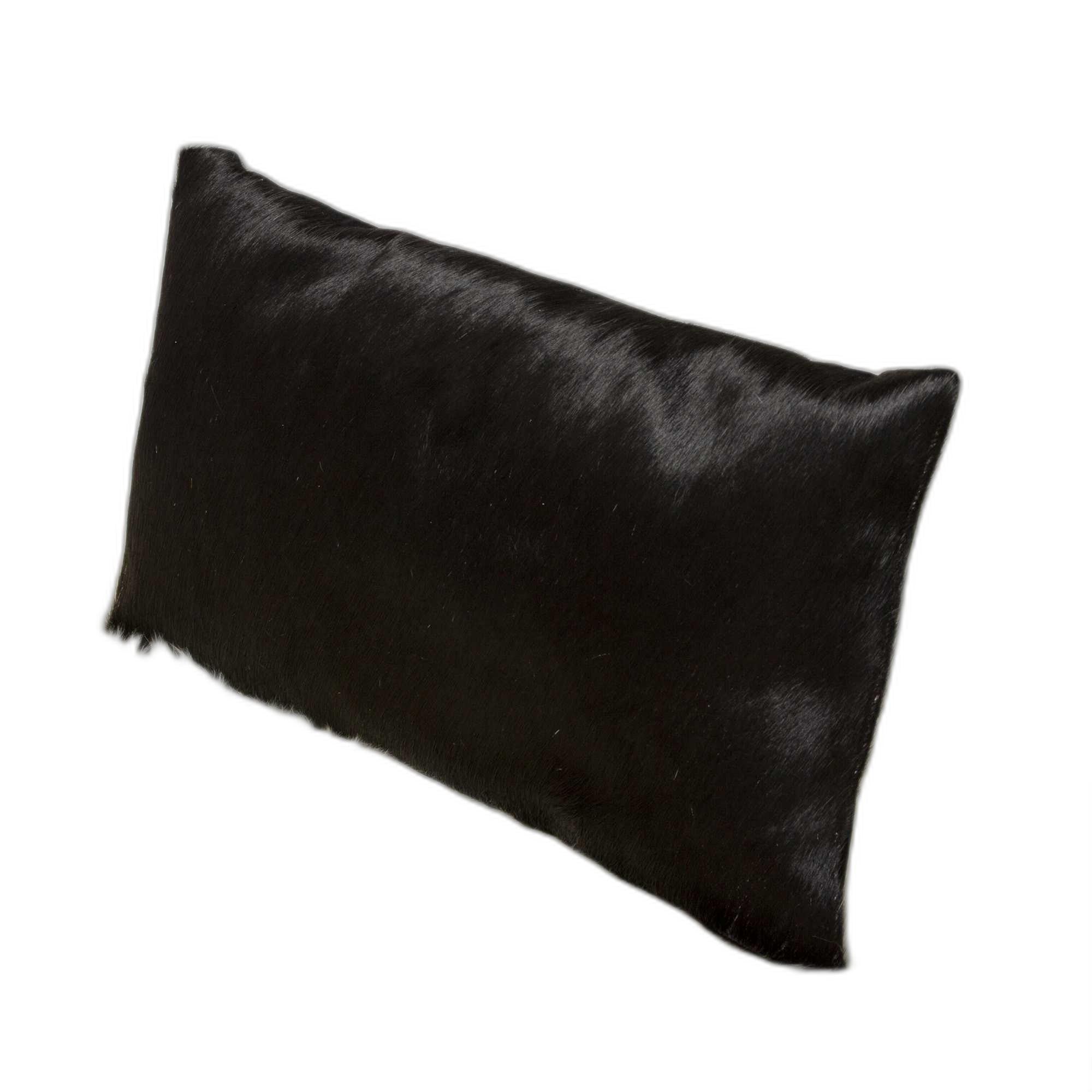Black Cowhide Pillow - 12" x 20" x 5"
