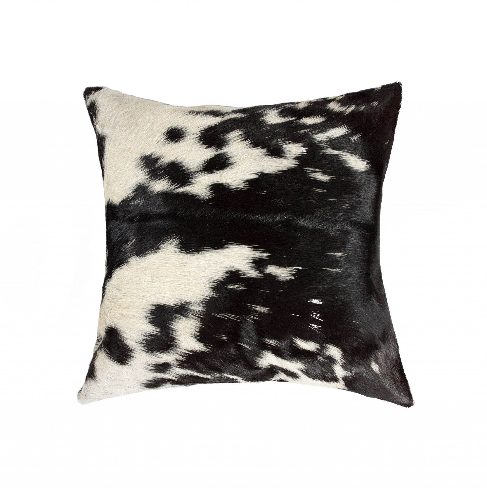 Black And White Cowhide Pillow - 18" x 18" x 5"