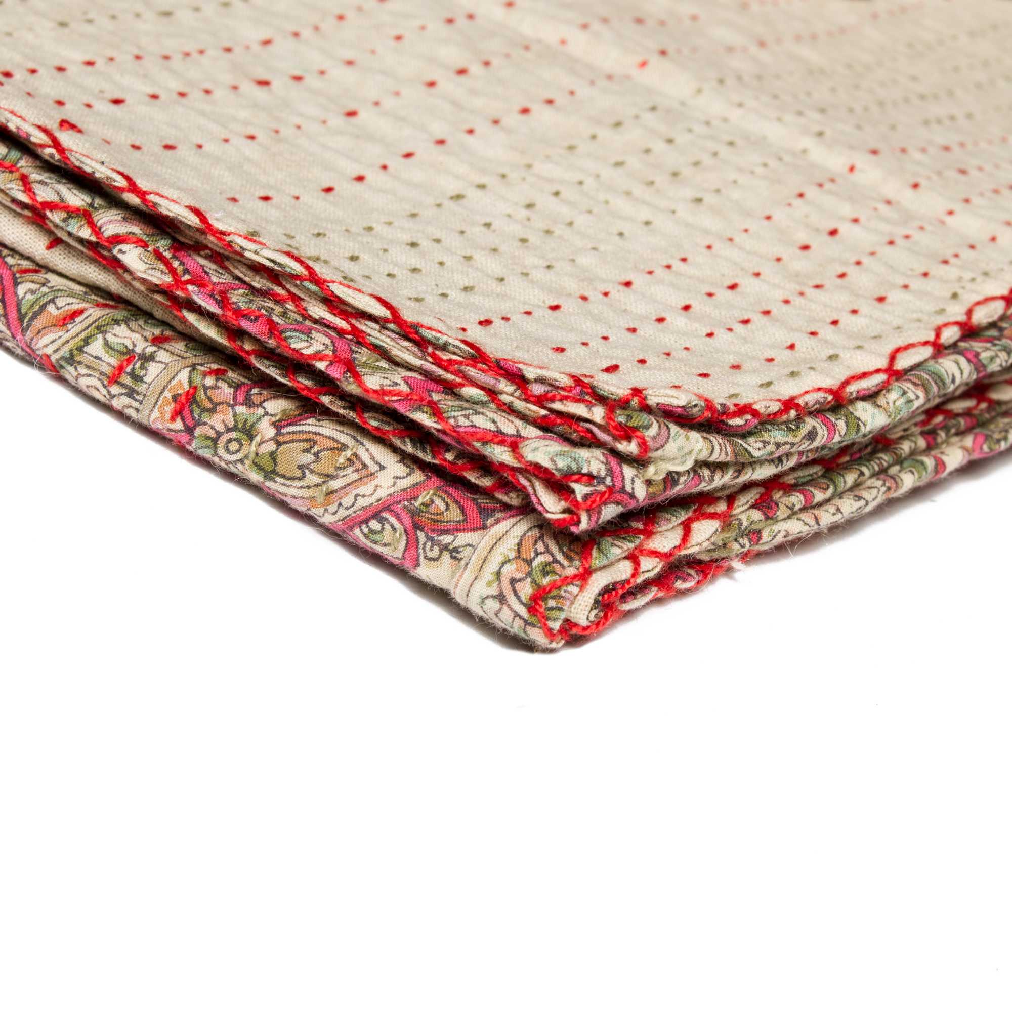 50" X 70" Maroon  Kantha Cotton   Throw Blanket