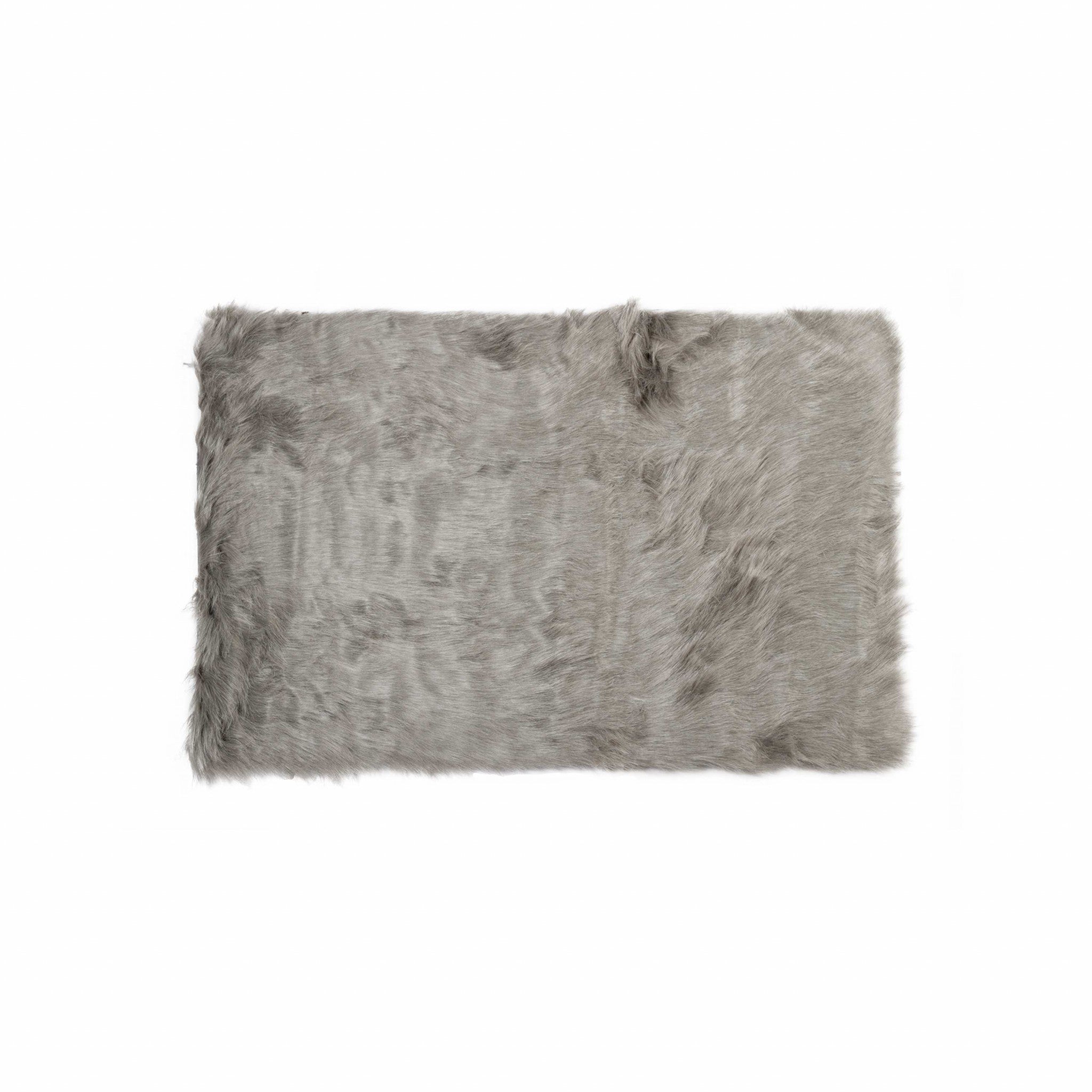 Gray Rectangular Faux Fur - Area Rug 3" x 5"