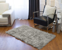 Gray Rectangular Faux Fur - Area Rug 3