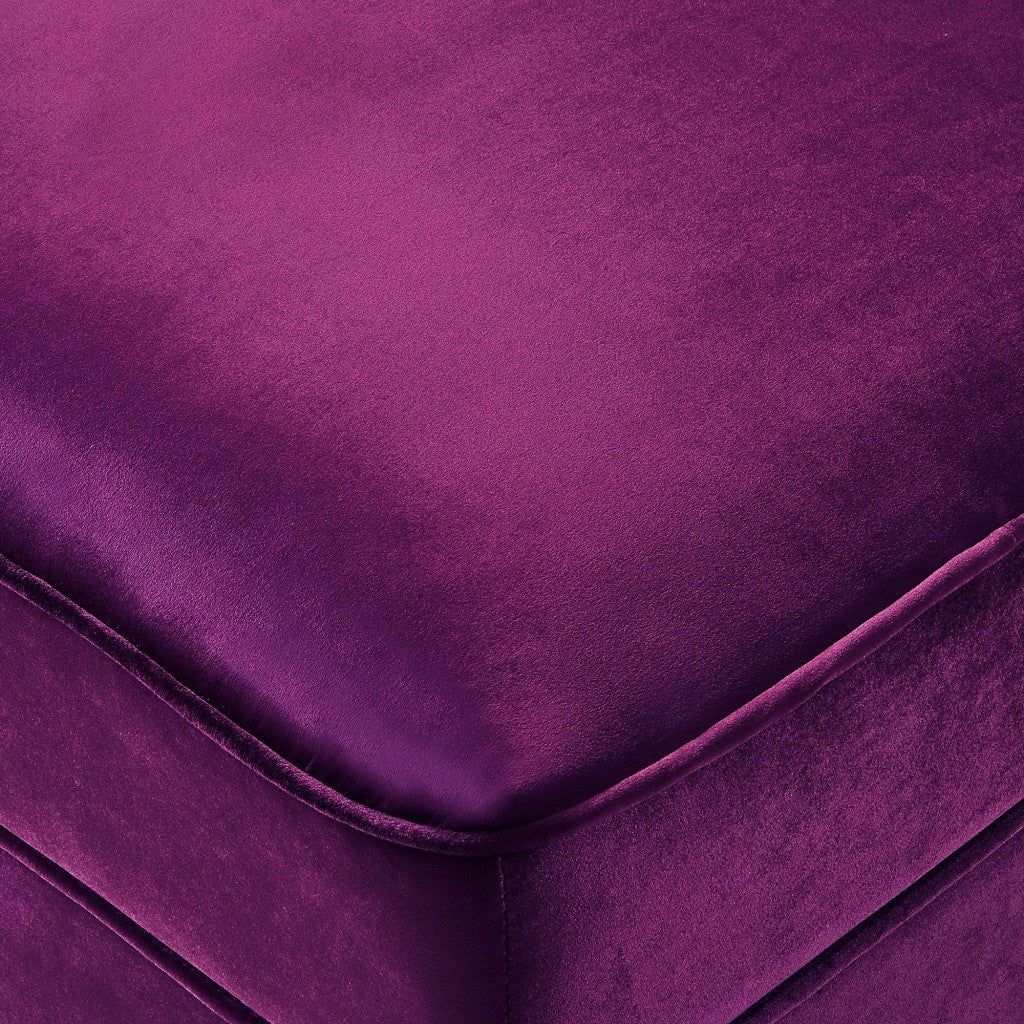 30" Purple Velvet And Silver Storage Ottoman